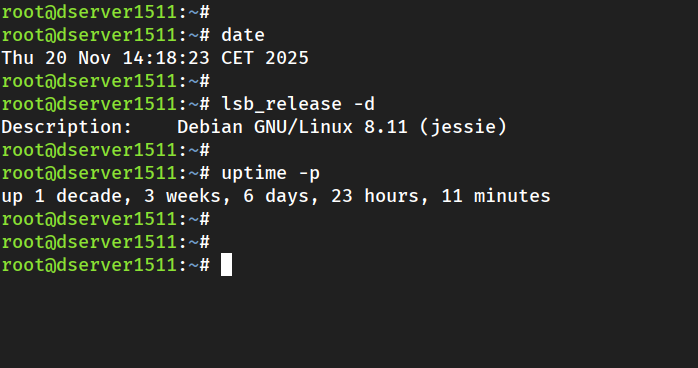 Still running strong — Debian GNU/Linux "Jessie", 10 years and 3 weeks of uptime
